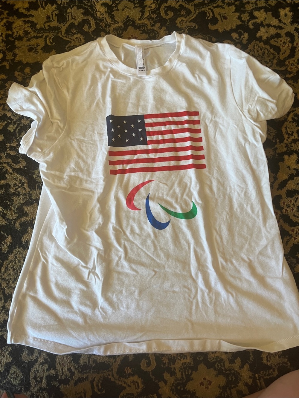 SKIMS White USA Flag Paralympic Graphic Tee
